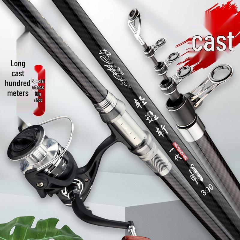 Ultra-Light Carbon Fiber Fishing Rod 3.6m/4.5m Long Cast Sea Rod Set