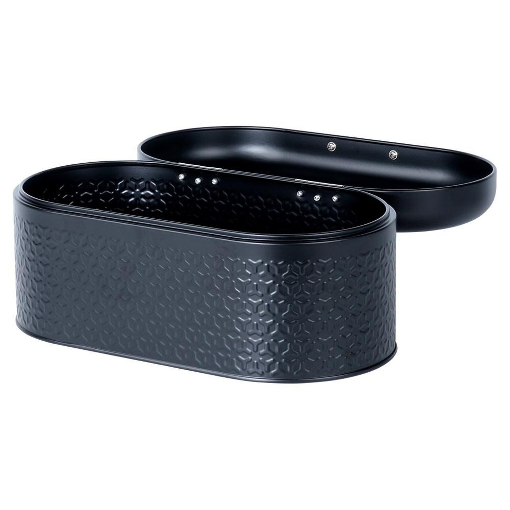 Bread Bin for Bread Rolls Metal Black Kitchen