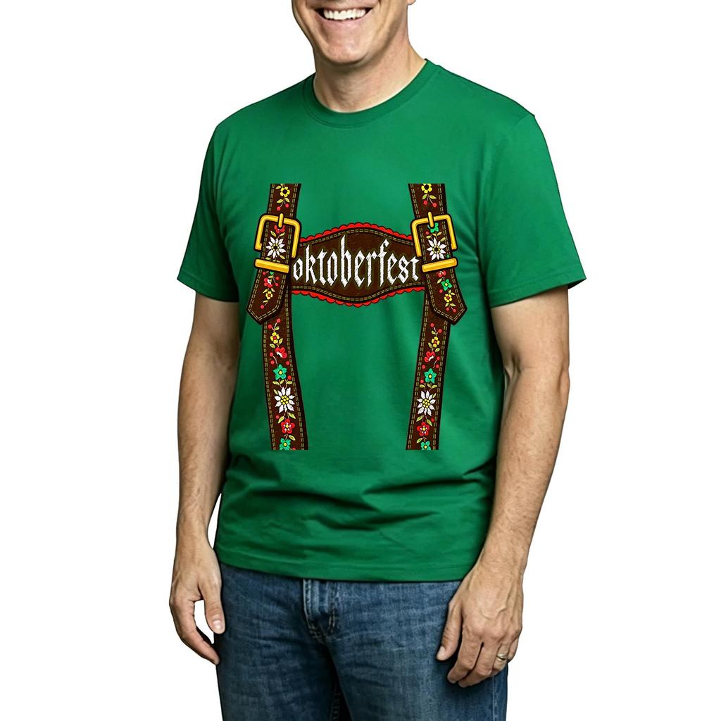 Men's Casual Printed Neck Short Sleeve T-Shirt, Lightweight and Breathable