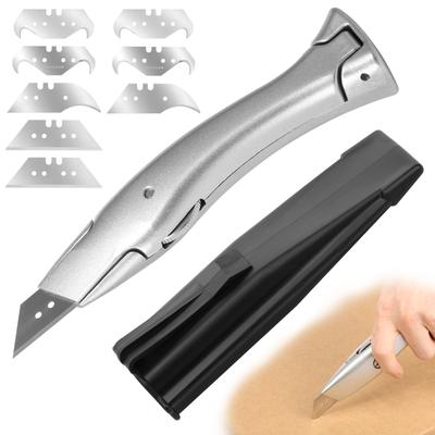 Carpet Hook Blade Knife Ergonomic Trapezoidal Blade Utility Knife Carpet Cutter Tool with Protective Sheath for Craftman Cutting