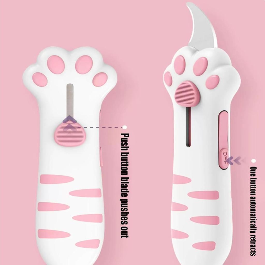 Retractable Cat Paw Utility, Cute Utility, Multi-Purpose Packing, Women's Box Cutter, Women's Portable Retractable Cat, Gift Bottle Opener (pink)