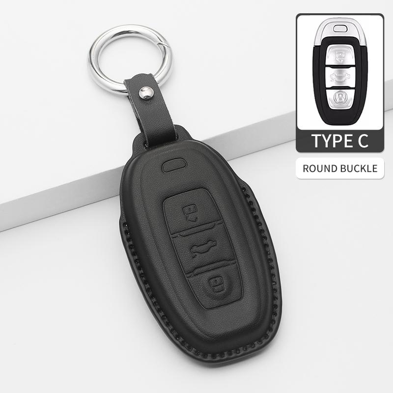 Fashion Car Key Case Cover For Faw Hongqi E-Hs9 High-End H5 H9 Car Keyring Luxury Leather Auto Accessories