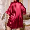 Europäisches Damen-Eisseiden-Pyjama-Set für Frühling/Sommer: Sexy Camisole, Shorts, Morgenmantel und Kleid.