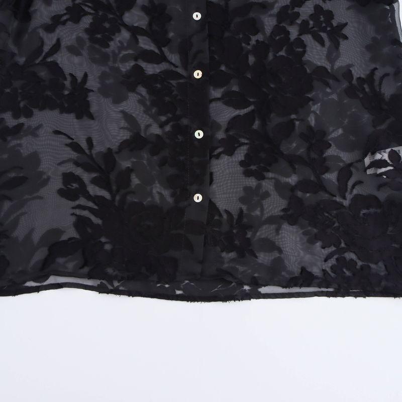 Jnleaog New Fall Women's Clothing European, American and French Style Design Fashionable All-Match Burnt Transparent Shirt 7484156