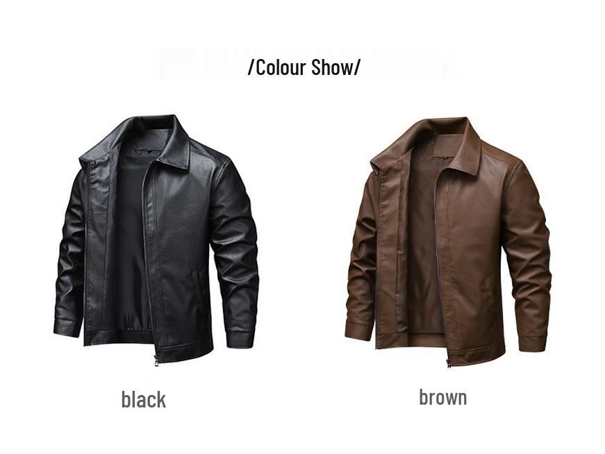 Men's Casual Leather Jacket - Spring & Autumn Motorcycle Flight Coat