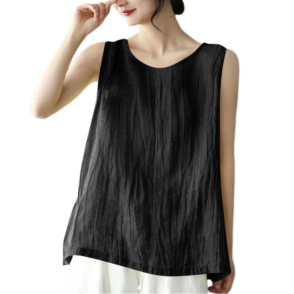 Dámské Vintage Volné Tílko ze Směsi Bavlny a Lnu