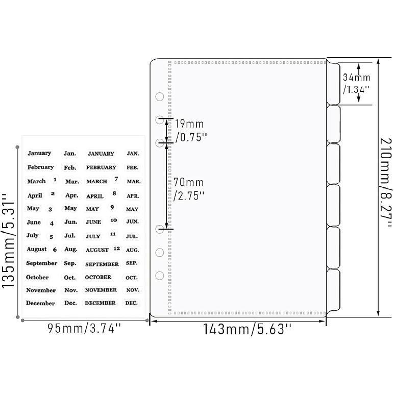 NatSumeBasics 12 A5 Binder Pocket Dividers with Tabs Zipless 5" x 8" Clear Cash Stuffing Envelopes Planner erts for 6 Ring Budgeting Accessories (12