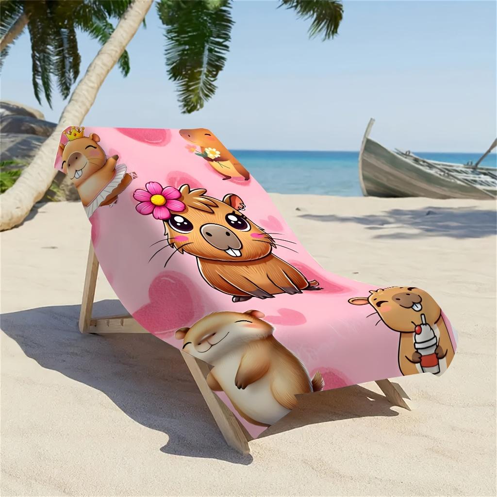 1 Stück Superweiches Niedliches Capybara Cartoon Handtuch, Lustiger Moderner Druck, Ideal für Strand, Pool, Fitnessstudio, Yoga, Perfektes Geburtstagsgeschenk