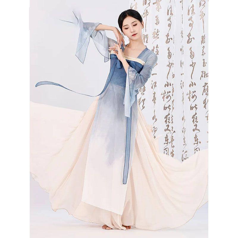Chinese Classical Dance Wear For Women Elegant Practice Clothes With Ribbons