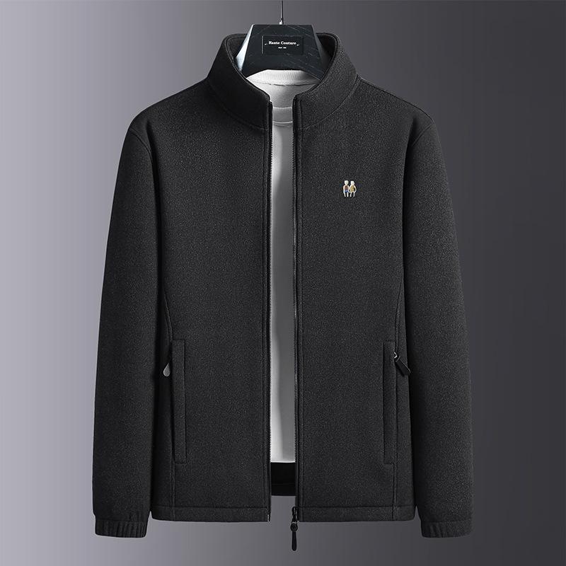 Men's Lambswool Fleece Jacket - Autumn/Winter Velvet Lined, Thick Warm Outerwear for Middle-Aged & Elderly.