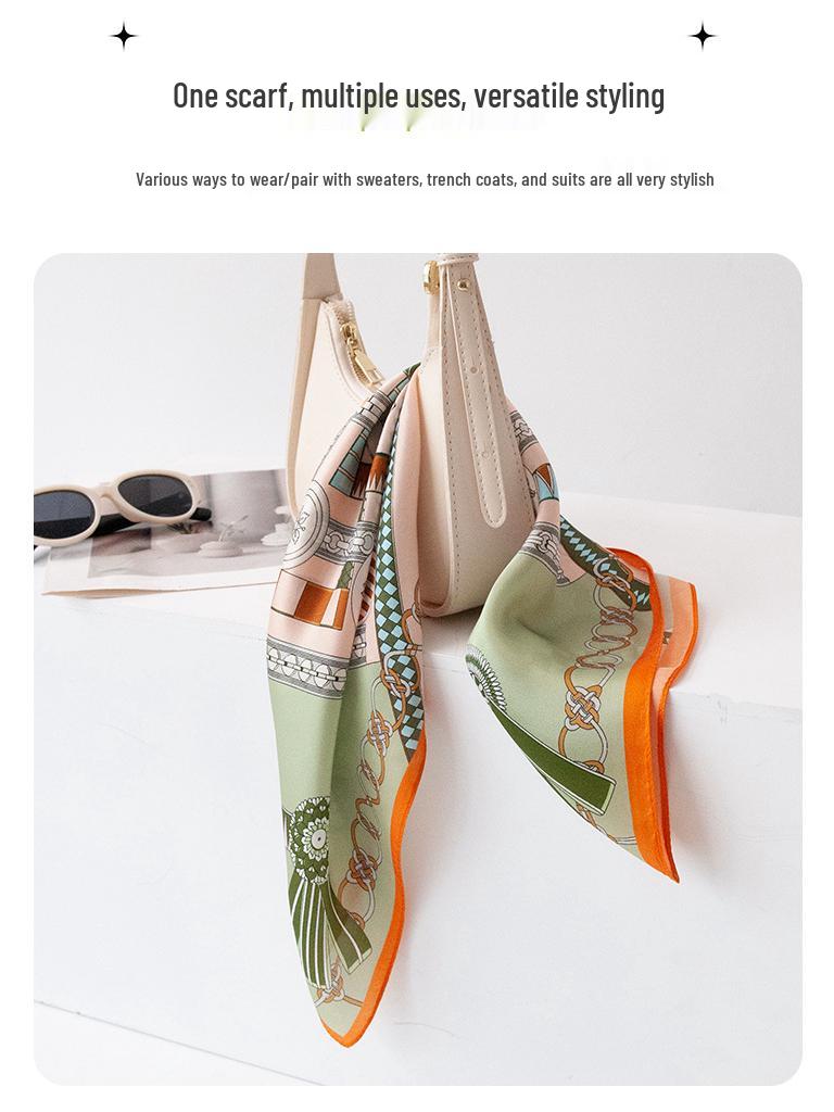 Emerald Green Mulberry Silk Scarf: Versatile Sunscreen & Sunshade with Badge Pattern