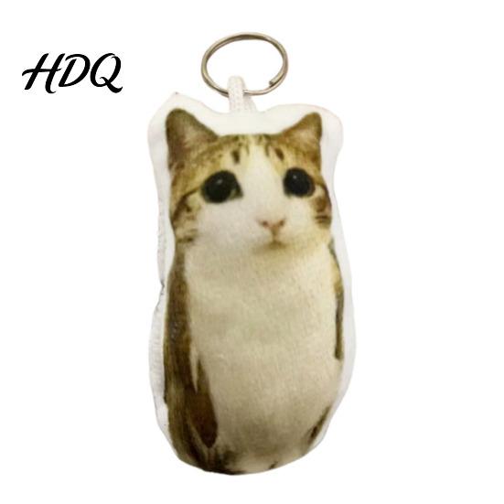 Cute Cat Ornament Meow Voice-Activated Plush Keychain Talking Stuffed Animal Stress Reducing 1pc