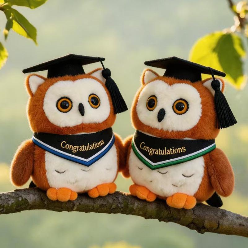 Doctoral Owl Hat Graduation Plush Toy Keychain - Souvenir Gift