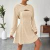 Women's Fashionable Casual Solid-color Long-sleeved Hooded Short Top + Sleeveless Dress Set