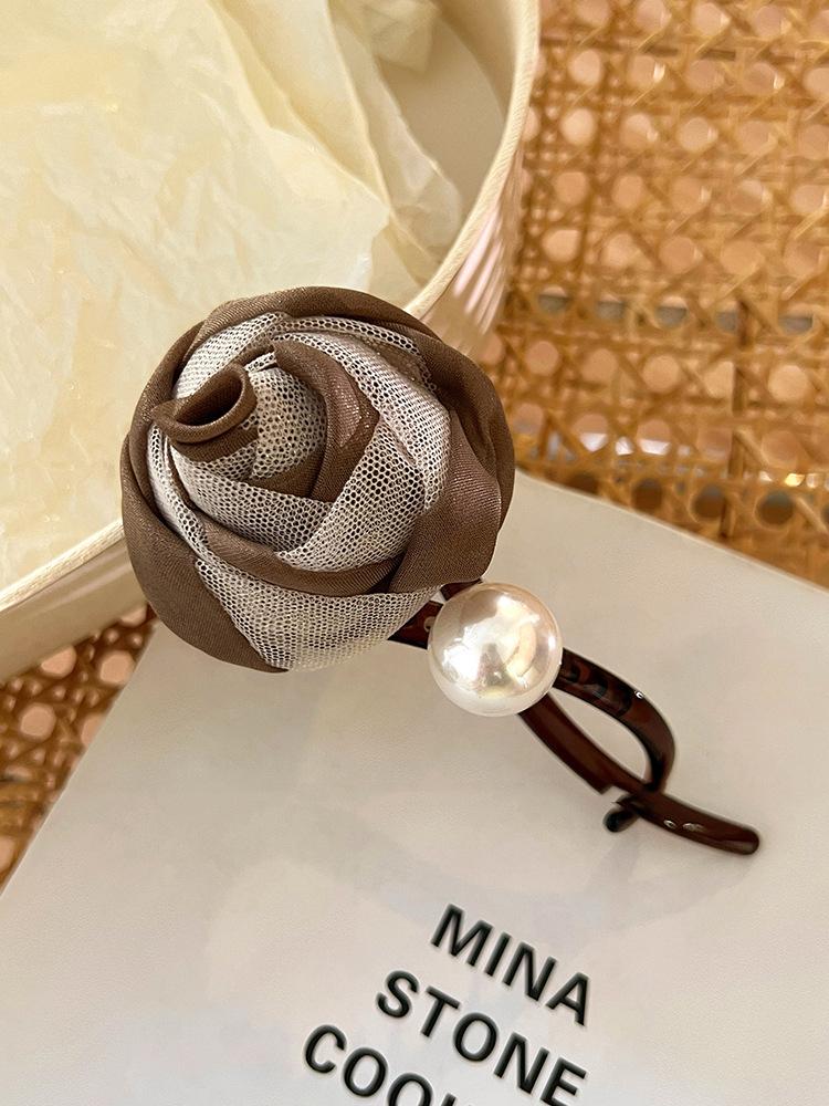 

Тканевый цветок жемчужная заколка для волос корейская майяр простая изысканная заколка-автомат легкая роскошь высокое чувство затылок аксессуары для волос