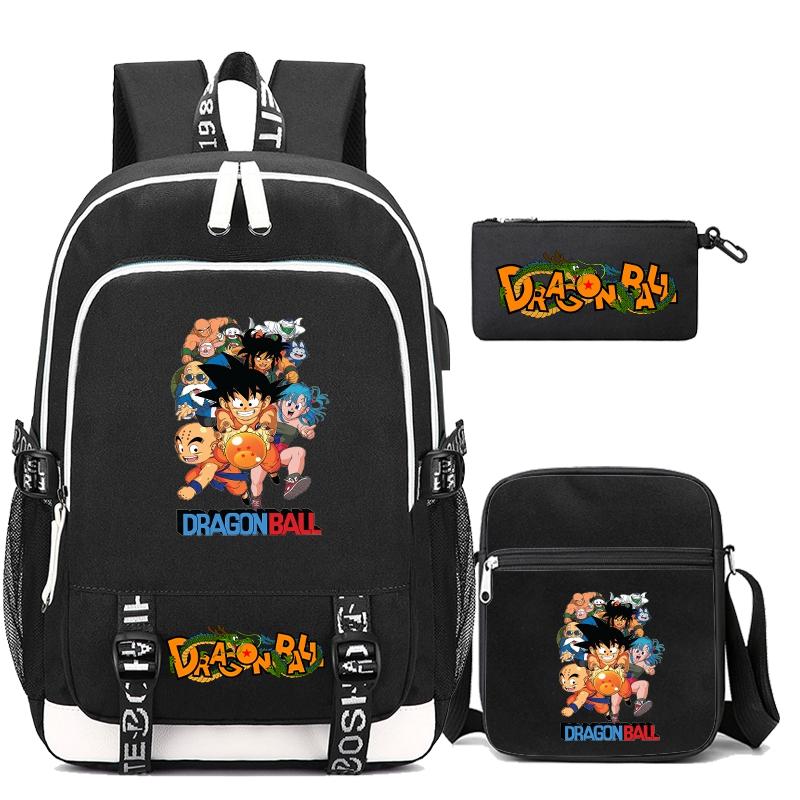 

3 шт./набір рюкзак у стилі аніме Dragon Ball для дівчинки-хлопчика Back to School Рюкзак із сумкою через плече Pencli Bag Дорожня сумка Mochila