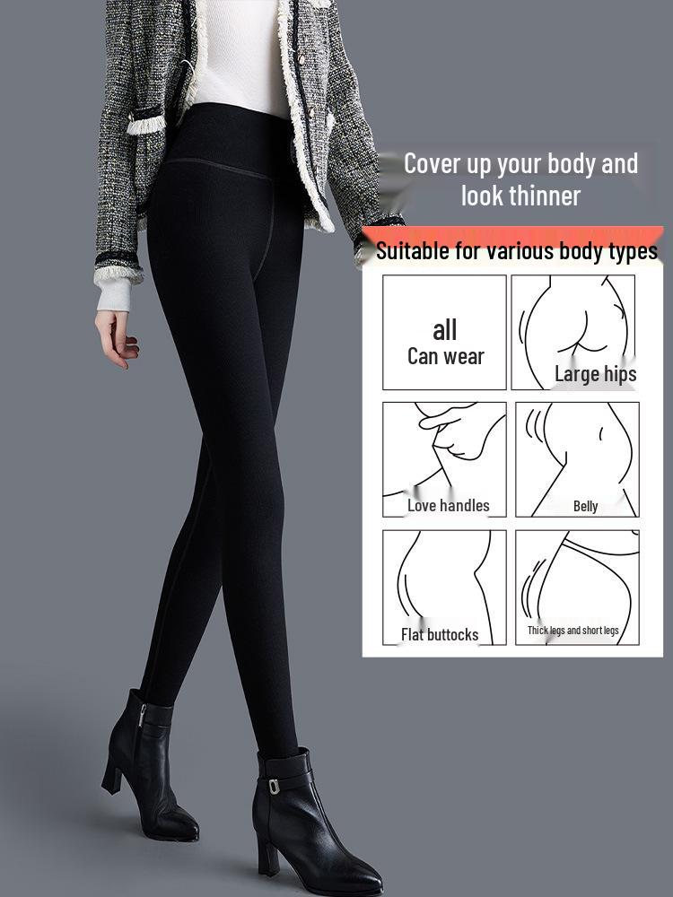High Waist Extra-Thick Slimming Warm Pants for Mid-Aged & Elderly Mothers - Plus Velvet Cotton for Autumn/Winter