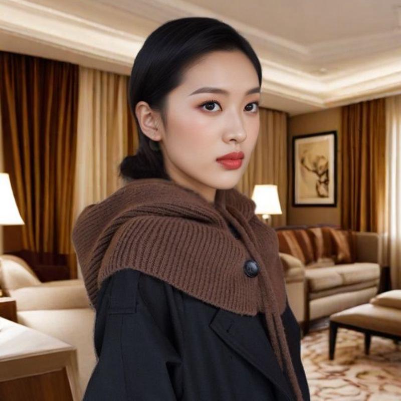 Women's Autumn & Winter Knit Hat and Scarf Set – Hooded, Warm, Ear & Cold Protection