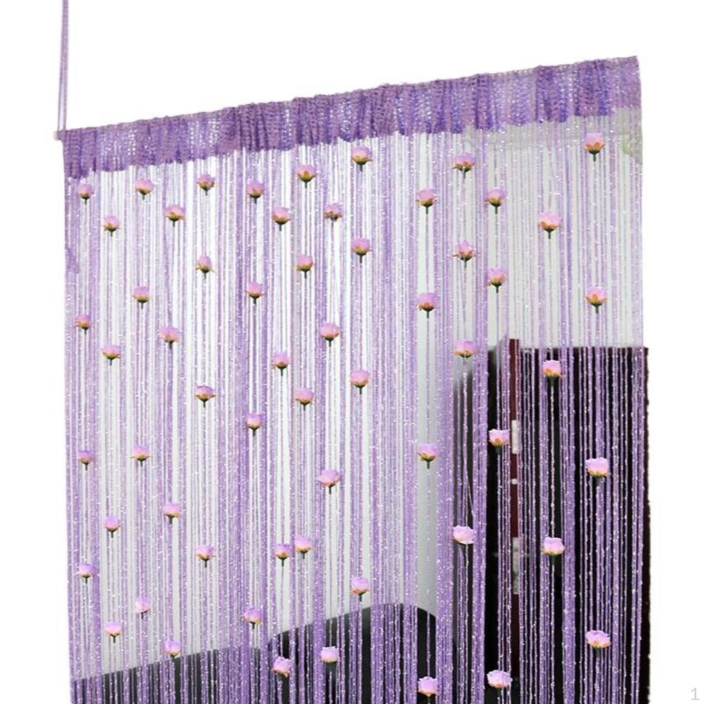 String Curtain, Floral Door Divider, Room Decor, Privacy Tassel, Decorative Polyester Rose Red