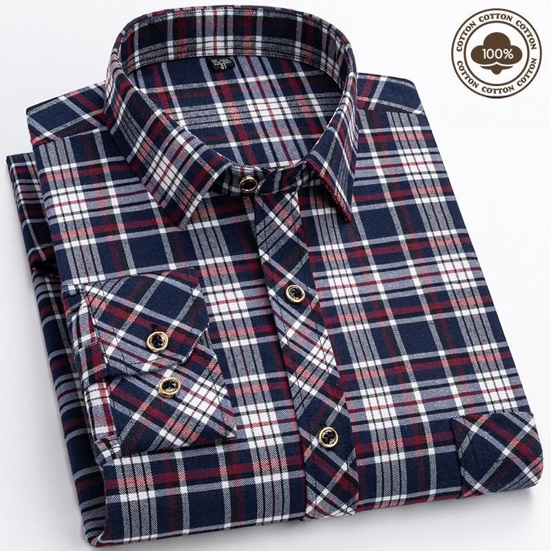 Flannel Shirt Jackets for Men Long Sleeve Regular Fit Button Down Work Shirts Outwear Men's Casual Plaid Heavyweight Cotton Shirt With Pockets