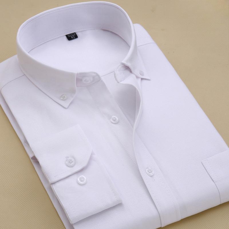 Camicia da lavoro bianca Oxford a maniche lunghe da uomo di alta gamma