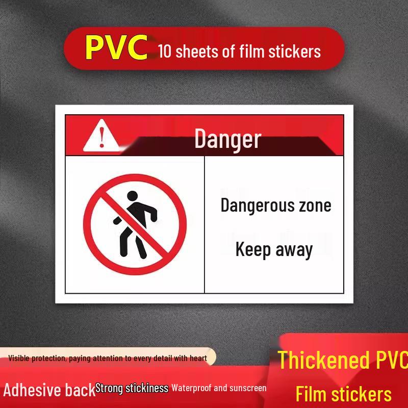 Danger Area Safety Warning Stickers (10-Pack)