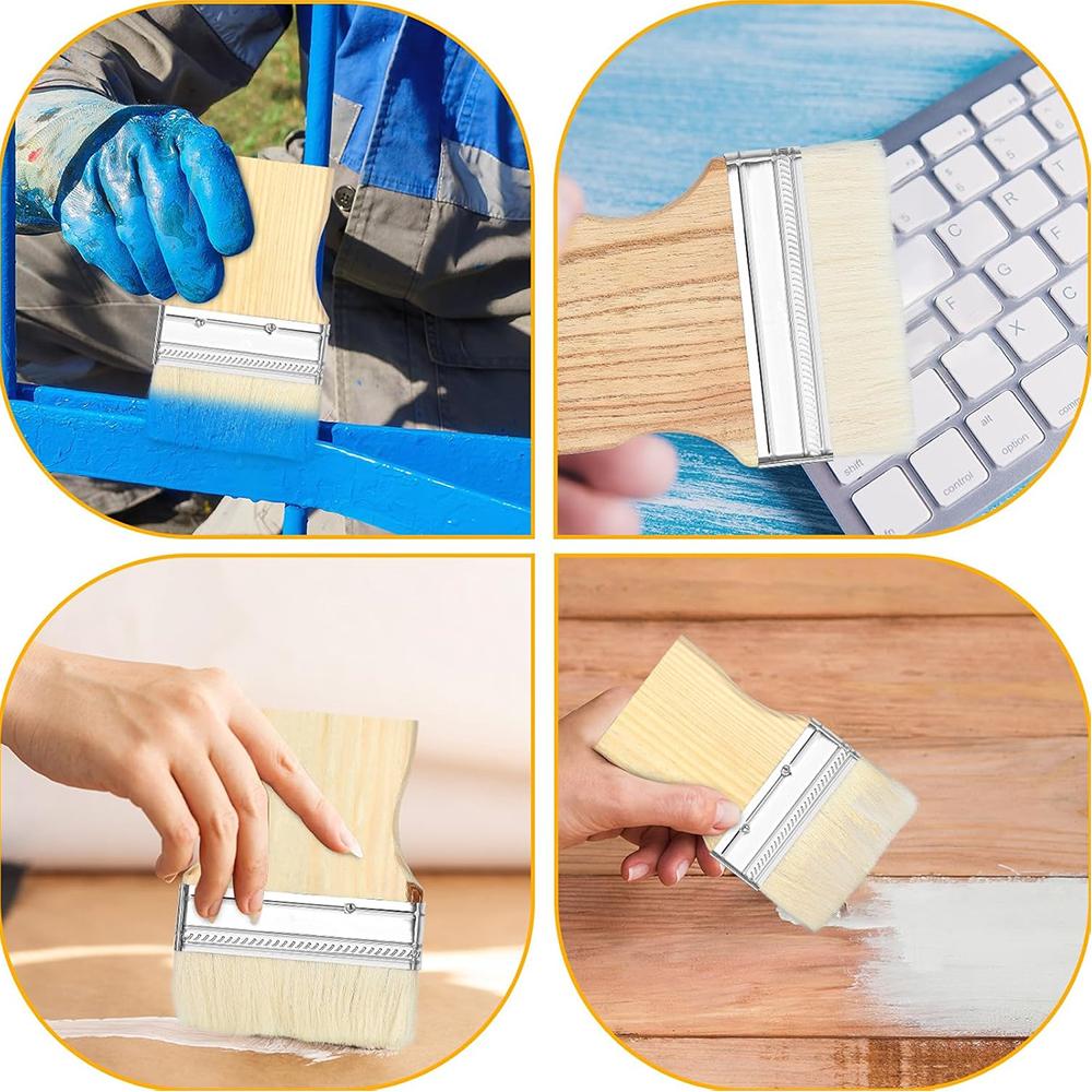 3Pcs Flat Paddle Paint Brush Set For Oil and Acrylic Paints Brushes (3", 4", 5")