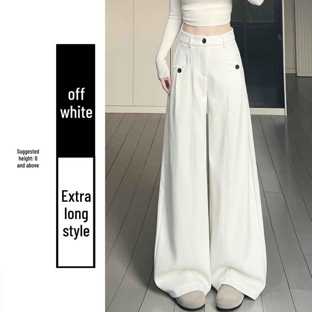 Women's Coffee Corduroy High-Waisted Wide-Leg Pants, 2026 Spring Collection