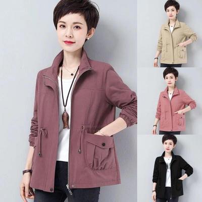 Kurzjacke Damen Frühling und Herbst Locker Übergröße Bluse, Lässiger Windbreaker, Kurze Dünne Jacke