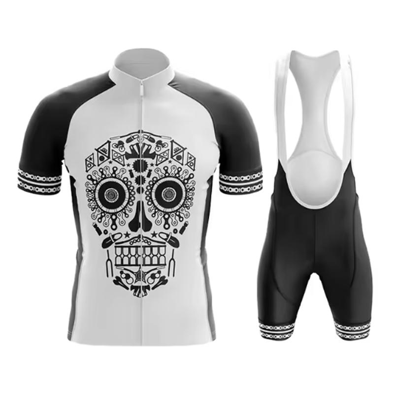 Team Cycling Jersey Set Short Sleeve Cartoon Bicycle Clothing Men Black MTB Maillot Ciclismo Bike Racing Bib Shorts Set