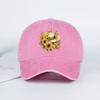 Sunflower Straw Hat Print Baseball Cap Men Women Vintage Washed Cotton Adjustable Dad Hat Summer Floral Sun Hat