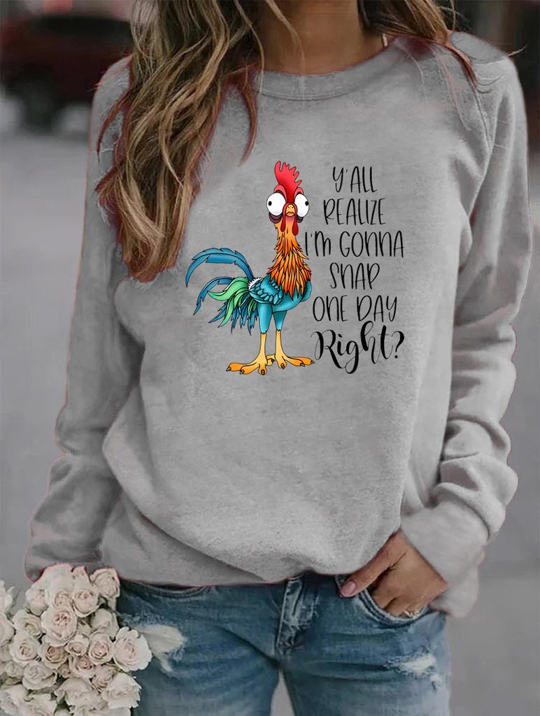 Chic Women's Sweatshirt for Winter with Round Neck and Long Sleeves, Featuring Various Fashionable Patterns