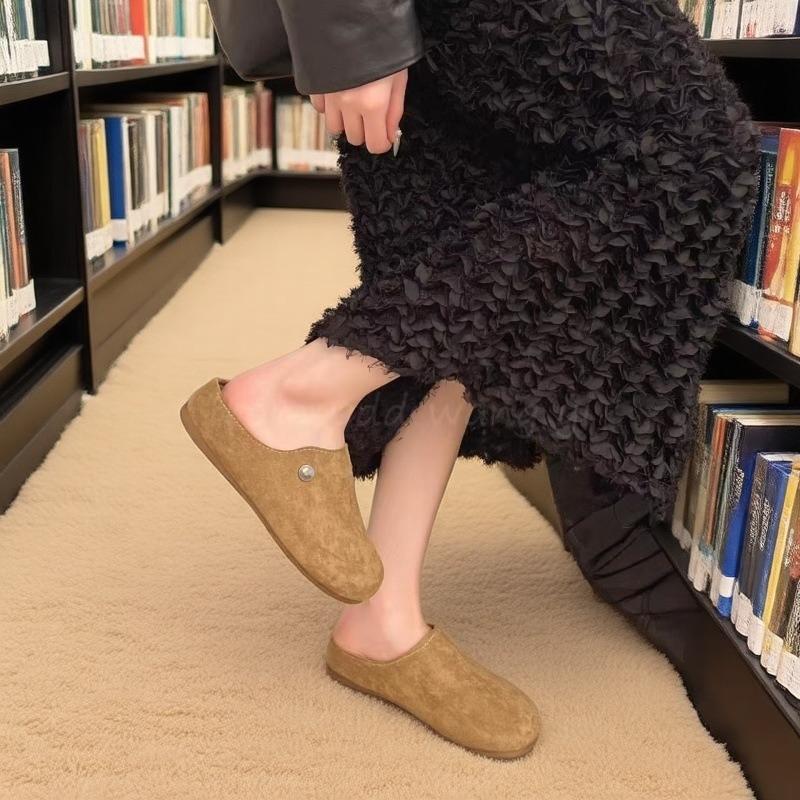 Thick-soled Outer Wear Spring and Summer New Soft-faced Big-headed Shoes, Lazy People Pedal a Bag Head and Half Slippers