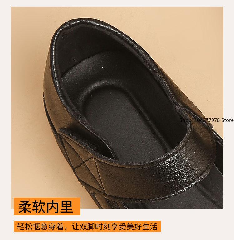 Fashion mother shoes Flats Pu leather soft soles, comfortable casual women's single shoes, large size mother Loafers Big Size 42