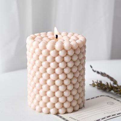 Cylindrical Silicone Candle Mold 3D Bubble Beads Polka Dot Scented Candle Mold DIY Gypsum Ornaments Dining Table Atmosphere Deco