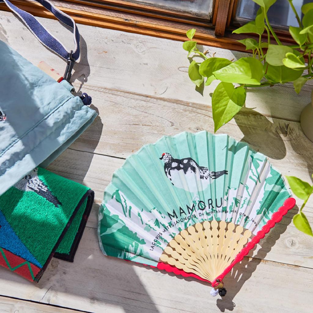 Mamoru Folding Fan for Endangered Animal Design 29cm W x 22cm H x 2cm D [Catocore] (11003806) Women, (11003806C), Saxophone Ptarmigan, Approx.