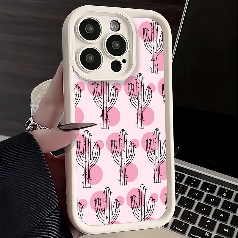 Cactus Pattern Phone Case for iPhone 16 17 Air 16E 15 Pro Max 14 Plus 13 12 Mini Capa Soft Shell Silicone Funda