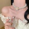 French Super Immortal Court Style Diamond Resin Flower Pearl Necklace Accessories Women's Sweater Chain Necklace