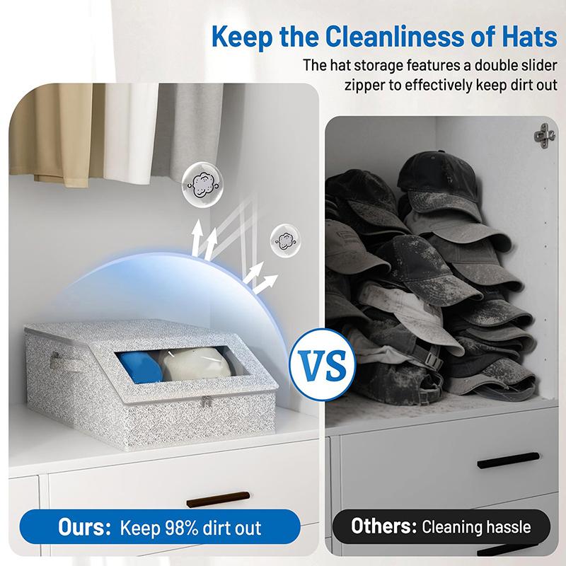 Sturdy Hat Storage For Baseball Caps, Holds Up To 24 Caps Clear Hat Organizer For Closet, Bedroom, Wide Hat Box With Cardboard