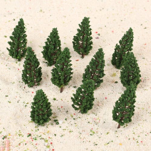 Set of 50 Pine Trees, Model Trees for Dioramas, Railway Models, Architectural Models, Miniature Garden Scenery Collection, Approx. 78mm