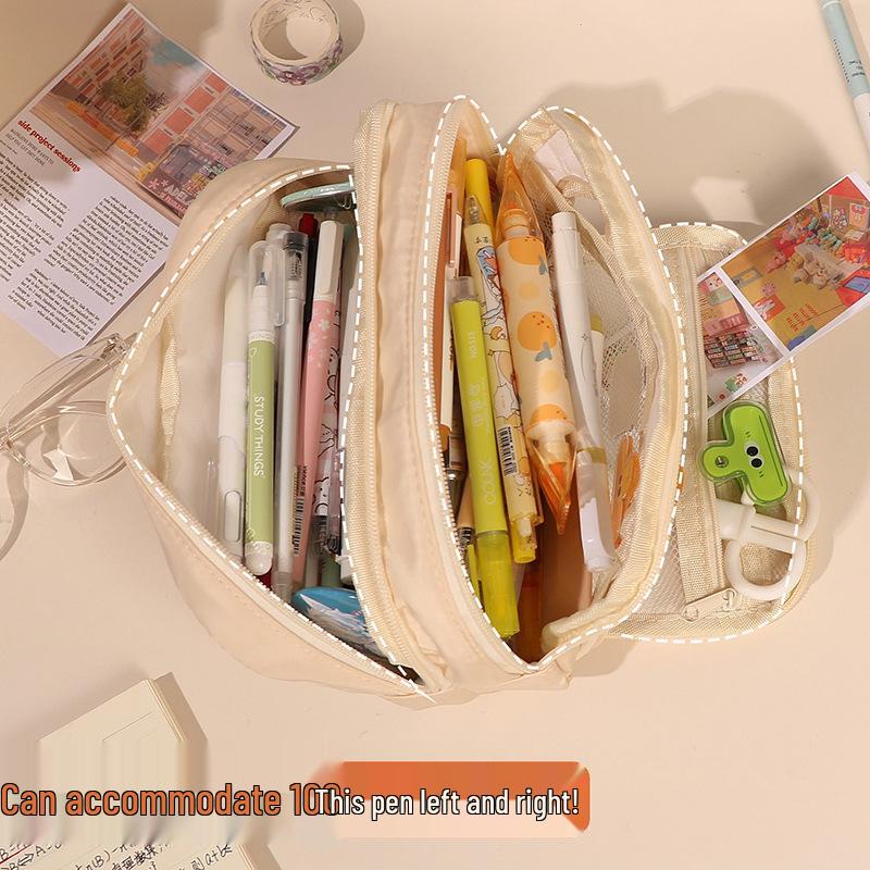 Minimalist Japanese-Style Pencil Case 2023: Large-Capacity Stationery Box for Students, Unisex