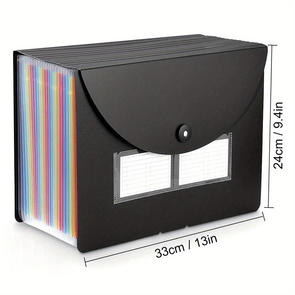 25, 37 Pockets File Folder Accordion File Organizer/Portable Expandable Plastic Filing Box, Paper/Document/ with Colored Tabs Holiday Gift No