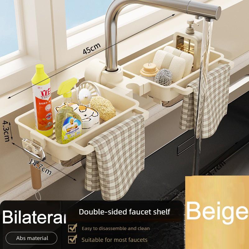 Kitchen ABS Sink Drain Rack Sponge Storage Faucet Holder Soap Drainer Shelf Basket Organizer Bathroom Accessories