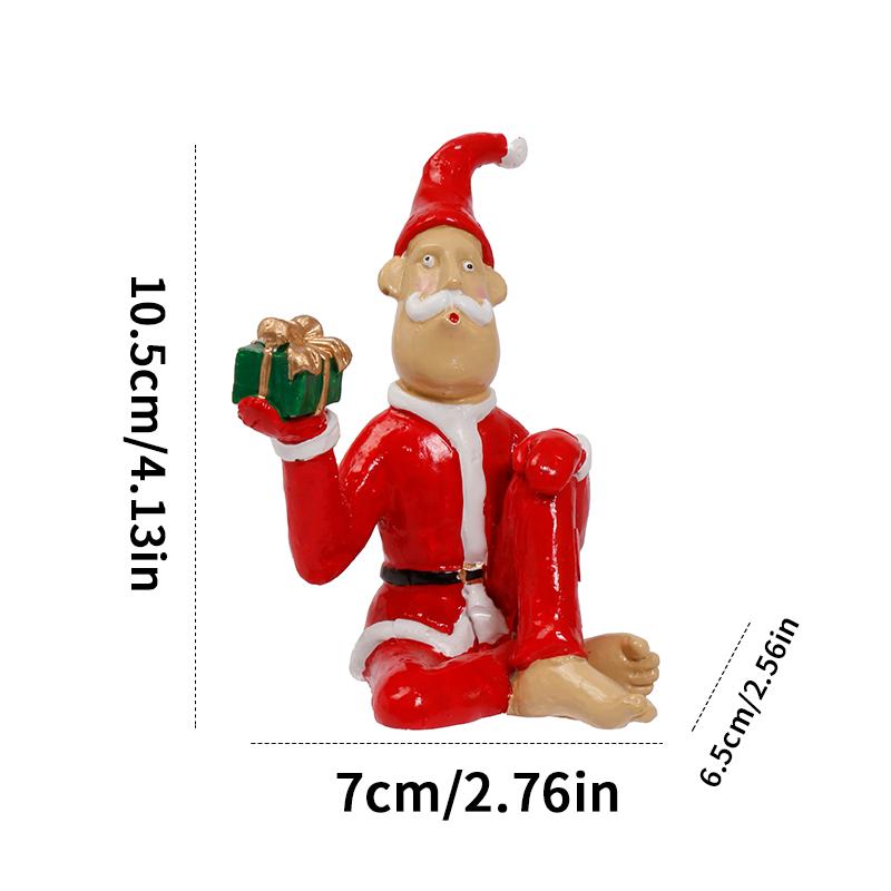 Wacky Santa Claus Ornaments, Resin Christmas Figurine Tabletop Indoor Home Decor, Thoughtful Present for Family and Friends