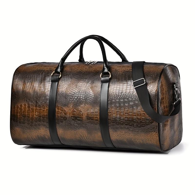 

Винтажная дорожная сумка с тиснением под крокодила | Ретро стиль | Большая вместимость | | Черный и темно-коричневый | Универсальная дорожная сумка-тоут с плечевым ремнем