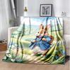 Peter Rabbit Flannel Blanket Soft Warm All-Season Throw, Design for Camping, Car Travel, Hiking Sofa, Bed, Office Perfect Gift for Parties