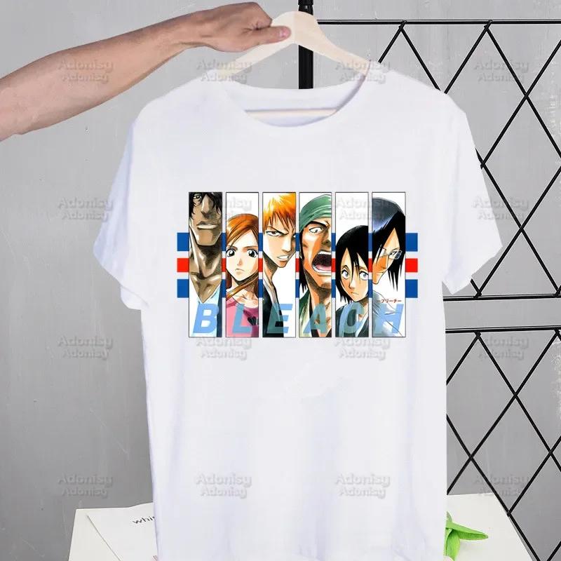 Bleach Anime Kurosaki Ichigo Japanese T Shirt Men Retro Washed Tops Tees Harajuku Tshirt Streetwear Hip Hop Male T-shirts