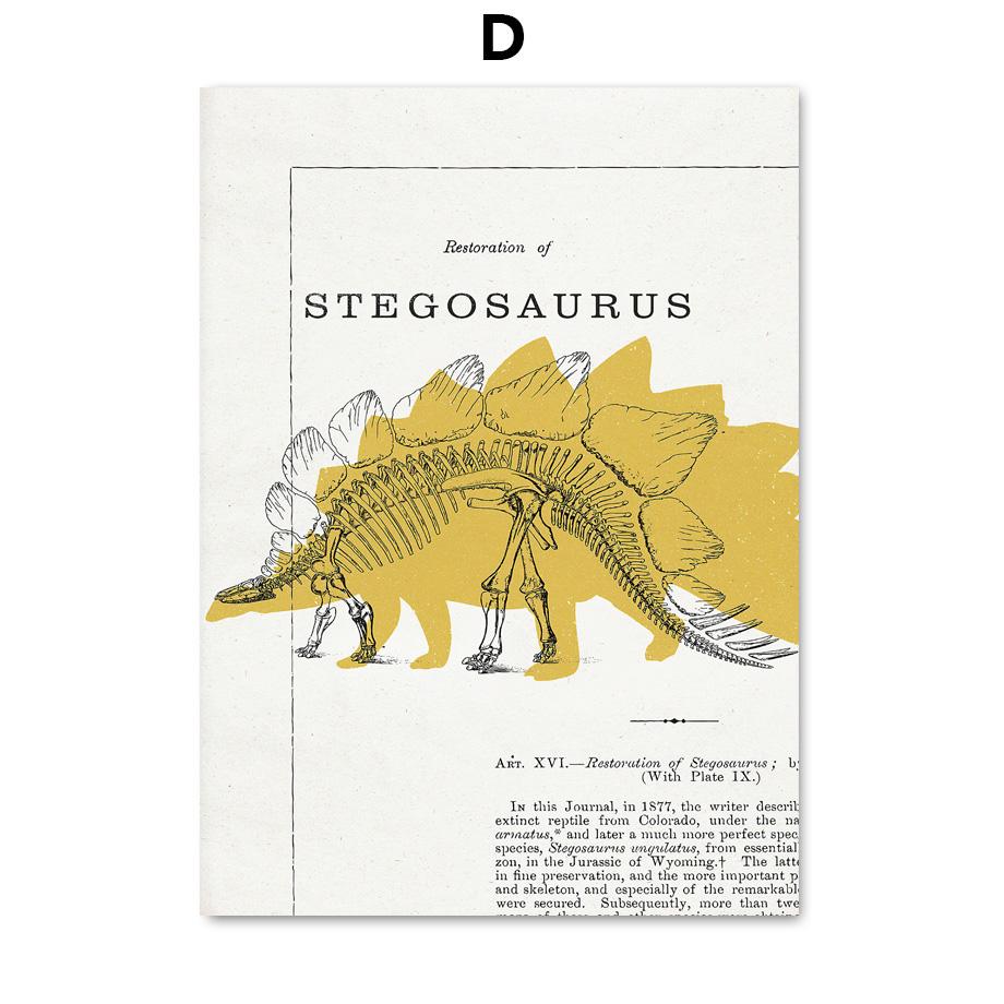 Triceratops Stegosaurus Dinosaur Fossil Vintage Wall Art Canvas Painting Nordic Posters And Prints Wall Pictures Kids Room Decor