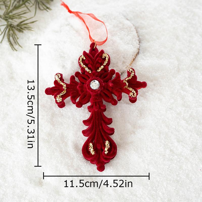 Gold Powder Red Christmas Decoration Flocking Pendant Bow Wreath Christmas Tree Hanging Ornament Xmas New Year Party Home Decor