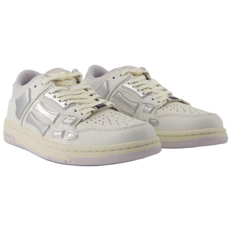 Amiri  Skel Top Low  Metallic - White Silver Women Sneakers Gold AWFOSR1022-155